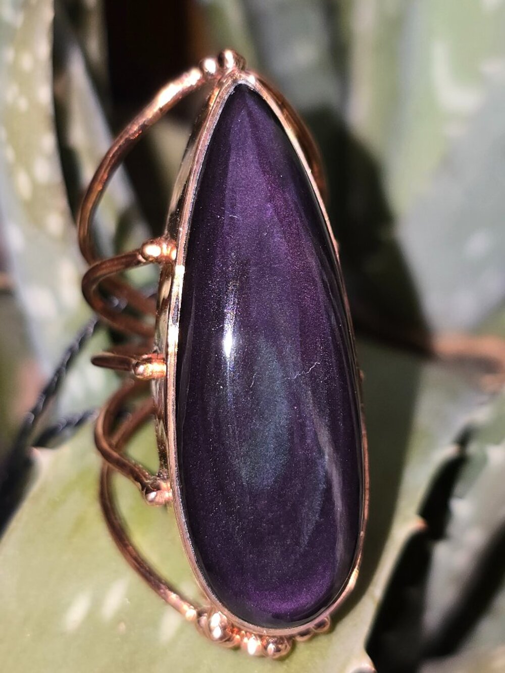 Rainbow Obsidian Copper Witchy Magical Ring Size 7 Real Gemstone Crystal Jewelry